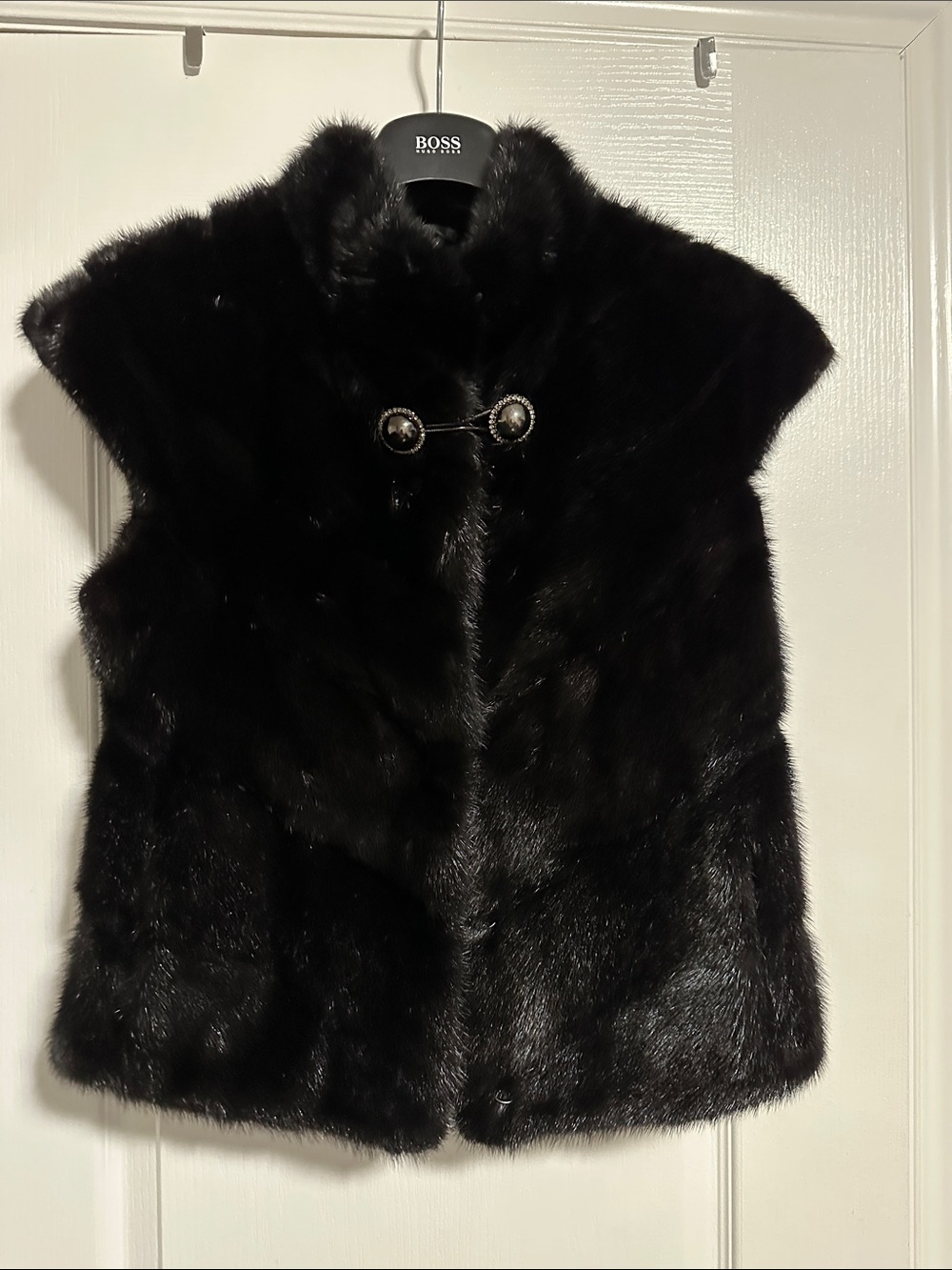 Mink Real Fur Vest with Decorative Button Closure